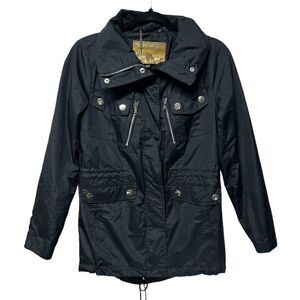 Celsius Black Rain Coat Light Jacket Windbreaker Fall Spring Many Pockets